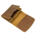 Vintage crazy horse leather coin purse brown snap short wallet card holder SKU product - 0104-Yellowish Brown