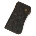 Vintage embossed dragon pattern leather long wallet with snap closure and multiple card slots. - 1010-Dragon Pattern Vintage Buckle 2