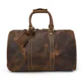 Sac de Voyage en Cuir Vintage Grande Capacité Sac à Main de Sport Élégant Détail - Marron