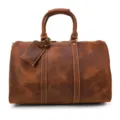 Borsa da viaggio vintage in pelle crazy horse grande capacita borsa bagaglio casual retro - rosso-marrone