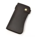 Men's vintage crazy horse leather long wallet with snap closure, multiple card slots. - 1010 - Dark Brown