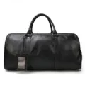 Men's leather travel duffel bag, waterproof gym luggage bag for business trips and weekend. - Classic / Black