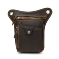 Borsa da gamba vintage in vera pelle da uomo, marsupio tattico multifunzionale. - 9471-Marrone scuro
