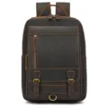 Vintage Brown Crazy Horse Leather Backpack Men Large Capacity Retro Travel Bag Style - 1829-Dark Brown