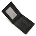 Cartera bifold clásica de cuero negro para hombre con múltiples ranuras para tarjetas. - Negro