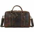 Bolso de viaje vintage de cuero para hombre, bolsa de fin de semana para negocios. - Marrón Oscuro Cambiante