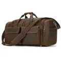 Bolso de viaje de cuero genuino vintage gran capacidad bolso de mano deportivo para hombre - Marrón