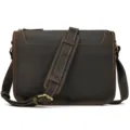 Vintage dark brown crazy horse leather messenger bag for men, stylish crossbody shoulder bag. - 9508 - Dark Brown