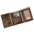 Herren Echtleder dreifach geldbörse vintage kurze kartenhalter münzfach mit vielen fächern - 6007 - Ölleder Kaffee RFID