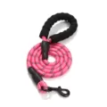 Reflecterende hondenlijm met comfortabel schuimhandvat voor middelgrote en grote huisdieren. - Verbeterde sluiting 1,5 m / Roze