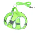 Fluoreszierendes gruenes atmungsaktives Mesh Hunde Brustgurt und passendes Leinen Set. - Grün