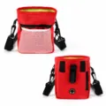 Red pet treat training bag with mesh pocket, portable multi-functional outdoor dog pouch. - M / Red