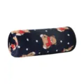 Rolled blue flannel pet blanket with cute teddy bear pattern for warm cats and dogs daily use. - Navy Blue (Thin Blanket)
