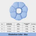 Blue sunflower pet recovery collar for cats dogs, adjustable soft cone for anti-licking. - S / Blue