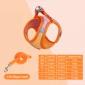 Pet harness and leash set for small dogs cats, adjustable faux suede puppy walking strap. - XXXS / Harness + 1.5m Flat Leash Set / Orange Pink