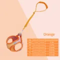 Pet chest strap and leash set, faux suede breathable mesh design for small dogs and cats. - XXXS / Harness + 1.5m Cotton Leash Set / Orange Pink