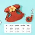 Cute floral pet harness and leash set, comfortable vest design for small dogs and cats. - Mocha Red