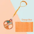 Orange and blue imitation deerskin pet chest harness and leash set for small dogs and cats. - XXXS / Harness + 1.5m Cotton Leash Set / Orange Blue