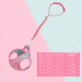 Pink suede pet chest strap and leash set for small dogs, size chart included, comfortable. - XXXS / Harness + 1.5m Cotton Leash Set / Pale Blue