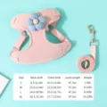 Pink floral pet dog harness and leash set, breathable vest chest strap for small pets. - S (Recommended Weight 0.5-3 kg) / Pink