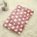 Dikke pluche huisdierenmat voor honden en katten met roze sterrenpatroon, zacht. - 79*60cm / Roze en Witte Ster