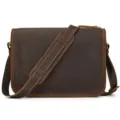 Retro Crazy Horse Leather Men Crossbody Bag Dark Brown Messenger Bag Variant Style - 9508 - Coffee
