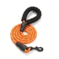 Reflecterende hondenlijn voor middelgrote honden, comfortabele schuimhandgreep en sterke metalen haak. - Lengte 1,5m, dikte 1,2cm / Oranje