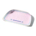 Waterdichte PU lederen huisdier voermat, roze geruite kat hond anti-slip placemat. - Roze