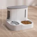 Automatic pet feeder and water dispenser double bowl white grey 30.8x25.8x22.1cm - Gentleman Grey
