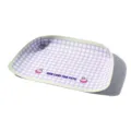 Waterdichte PU lederen huisdier placemat, paarse ruit antislip voermat voor katten en honden. - Paars