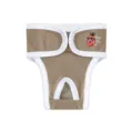 Ademende mesh hond hygiënische broek teef kaki schattige puppy luier huisdier slipje - S (Aanbevolen gewicht 3-5 lbs) / Geborduurde stijl - licht kaki