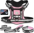 Set pettorina tattica rosa per cani con strisce riflettenti, guinzaglio e collare robusto. - XS / Rosa