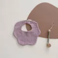Nordic style soft muslin cotton petal-shaped baby bib for newborns in light purple color - Petal Bib / Light Grey Purple