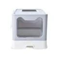 Arenero para gatos cerrado plegable con cajón y entrada superior diseño antisalpicaduras. - Embalaje de Cartón Individual / Gris