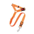 Pet car seat belt and adjustable dog leash set with reflective nylon for safe travel. - Style A - Orange