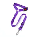 Purple pet dog car seat belt and reflective leash set with durable metal hardware. - Type A-Purple