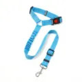 Guinzaglio per cintura di sicurezza auto cane blu imbracatura riflettente elastico - Modello A - celeste