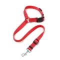 Red Pet Car Seat Belt Leash Durable Dog Safety Lead Adjustable Nylon Strap Pet Accessory - Style B - Red