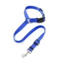 Guinzaglio di sicurezza blu per auto per cani con fettuccia in nylon resistente e gancio. - Tipo B-Blu