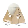 Detail view of wooden cat scratching ball with natural sisal rope and stable triangle base. - Cat Claw Style