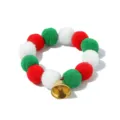 Christmas Pet Pom-Pom Collar with Bell Colorful Plush Ball Necklace for Dogs and Cats - S / Christmas Tone