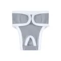 Grijze gestreepte hondensanitairbroek teef, ademend mesh en handige klittenbandsluiting. - S / Grijs