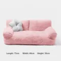Pink Plush Pet Sofa with Flower Pillow Cozy Warm Dog Bed and Cat Mat Size 75x40x30cm - Sofa Cat Bed with Pillow / Pink