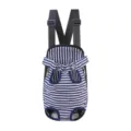 Blue and white striped pet carrier backpack for small dogs, comfortable outdoor four-leg design. - M / Blue and White Striped