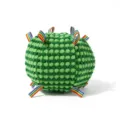 Dog interactive squeak toy ball with colorful rainbow ribbons, soft plush fetch pet training toy. - Green