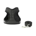 Honden tuigje en riem set, zacht ademend vest comfortabel borsttuig voor kleine honden en katten. - S (1.75-3kg) / Zwart