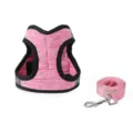 Roze mesh huisdier hond tuigje en riem set ademend vest voor kleine honden en katten. - M (3-4.5kg) / Roze