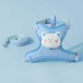 Cute blue pet harness and leash set with adorable plush bear decoration for cats and dogs. - S / Teddy Bear / Blue