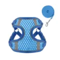 Blue breathable mesh pet harness and leash set for dogs and cats, anti-escape walking vest. - M (6.5-8.5 kg) / Sapphire Blue