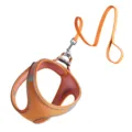 Orange dog harness and leash set reflective vest style pet chest strap for daily walking. - XXXS / 1.5m Leash / Orange Red Two-Tone